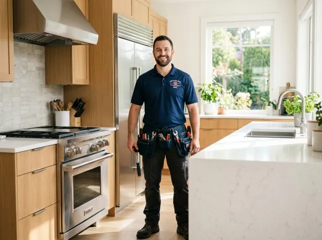 Appliance Repair Hero technician in a Bandana, KY kitchen after an appliance repair